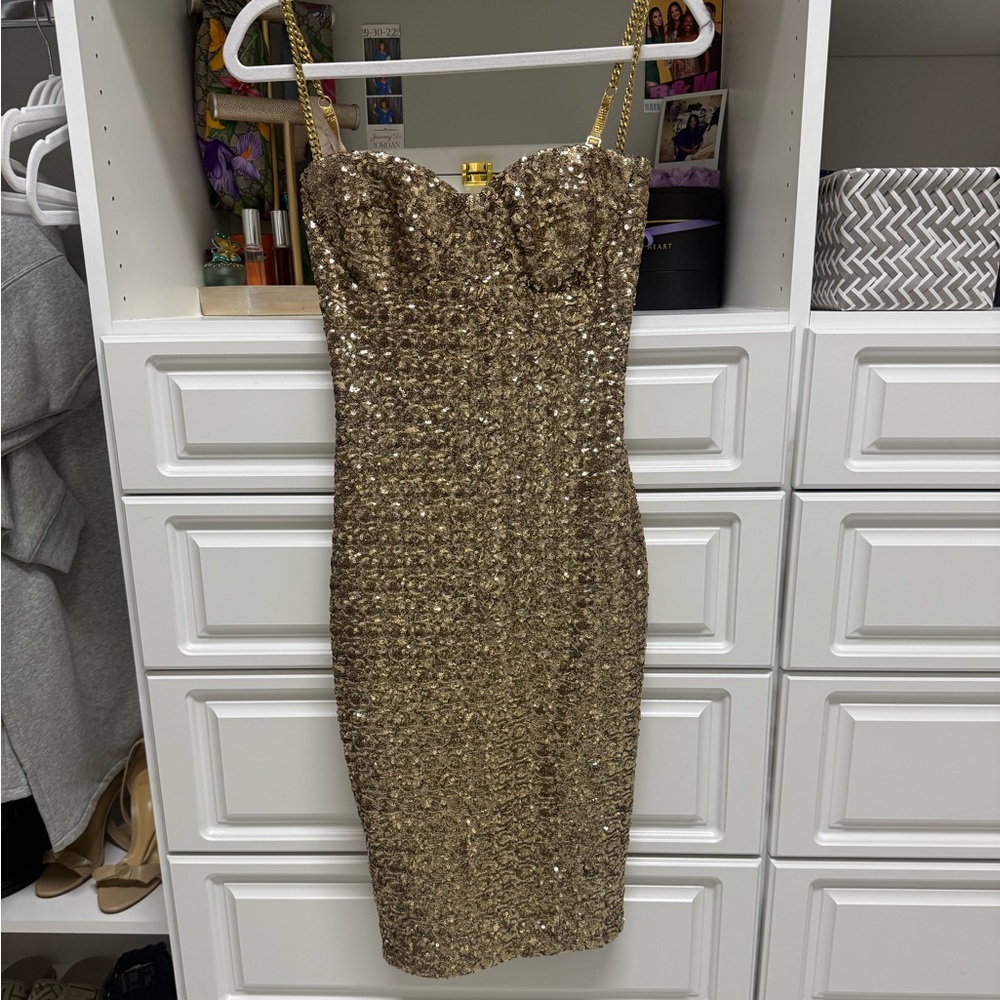 NADINE MERABI Gold Dress